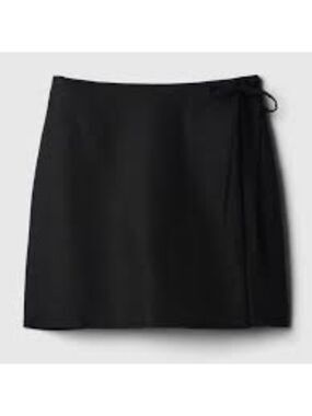 GAP Linen Black Women's Wrap Mini Skirt